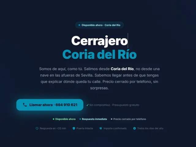 Captura web Cerrajero Coria del Río